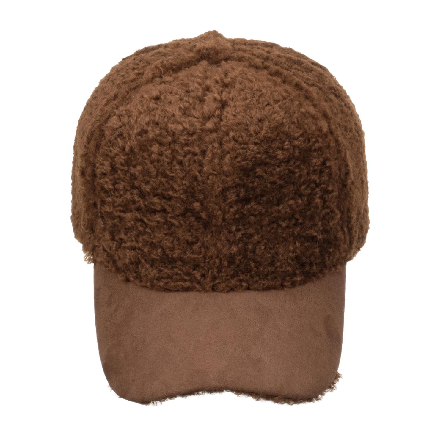 Hat Female autumn and winter warm lamb wool baseball cap cute plush solid color versatile student cap темно-коричневого кольору
Hat Female autumn and winter warm lamb wool baseball cap cute plush solid color versatile student cap темно-коричневого кольору
