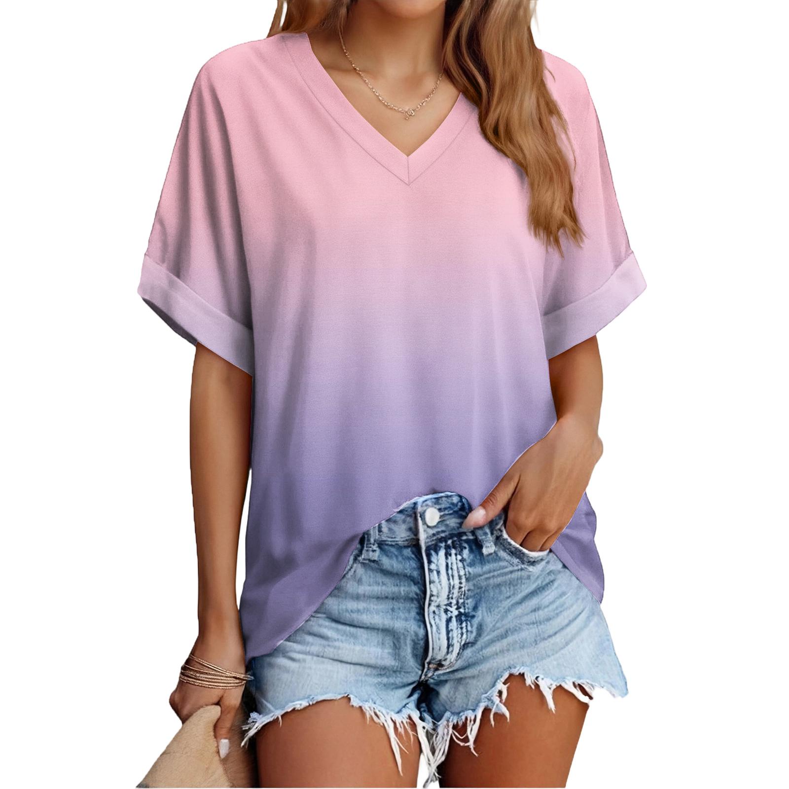 Women s Fashion Casual Everyday Versatile Gradient Print Slim-Fit Summer Short-Sleeve Top S рожевий
Women s Fashion Casual Everyday Versatile Gradient Print Slim-Fit Summer Short-Sleeve Top S рожевий