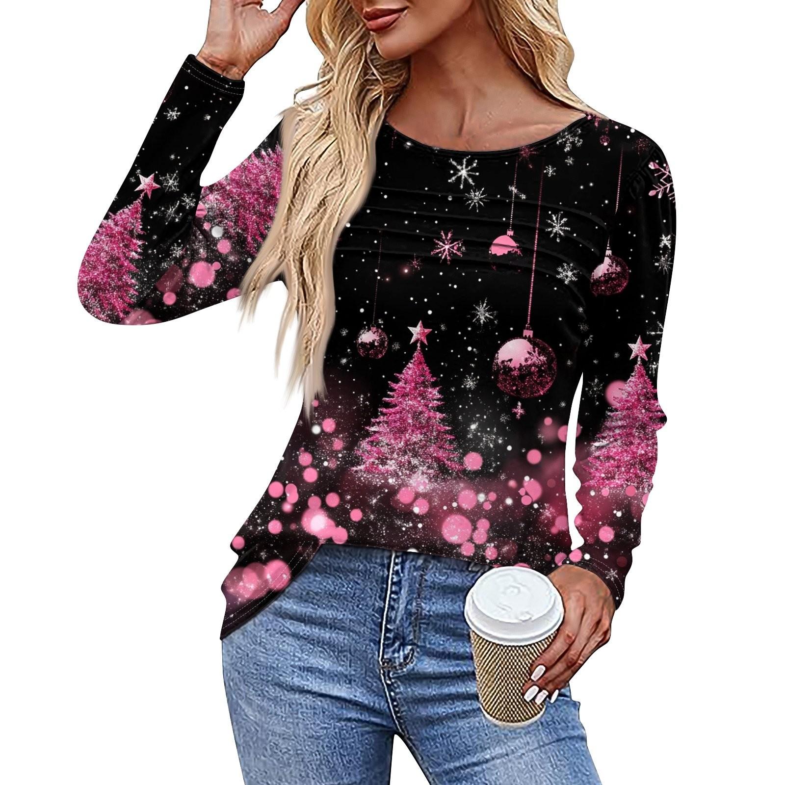 Женская повседневная модная футболка с круглым вырезом и длинными складками на Рождество L
Женская повседневная модная футболка с круглым вырезом и длинными складками на Рождество L