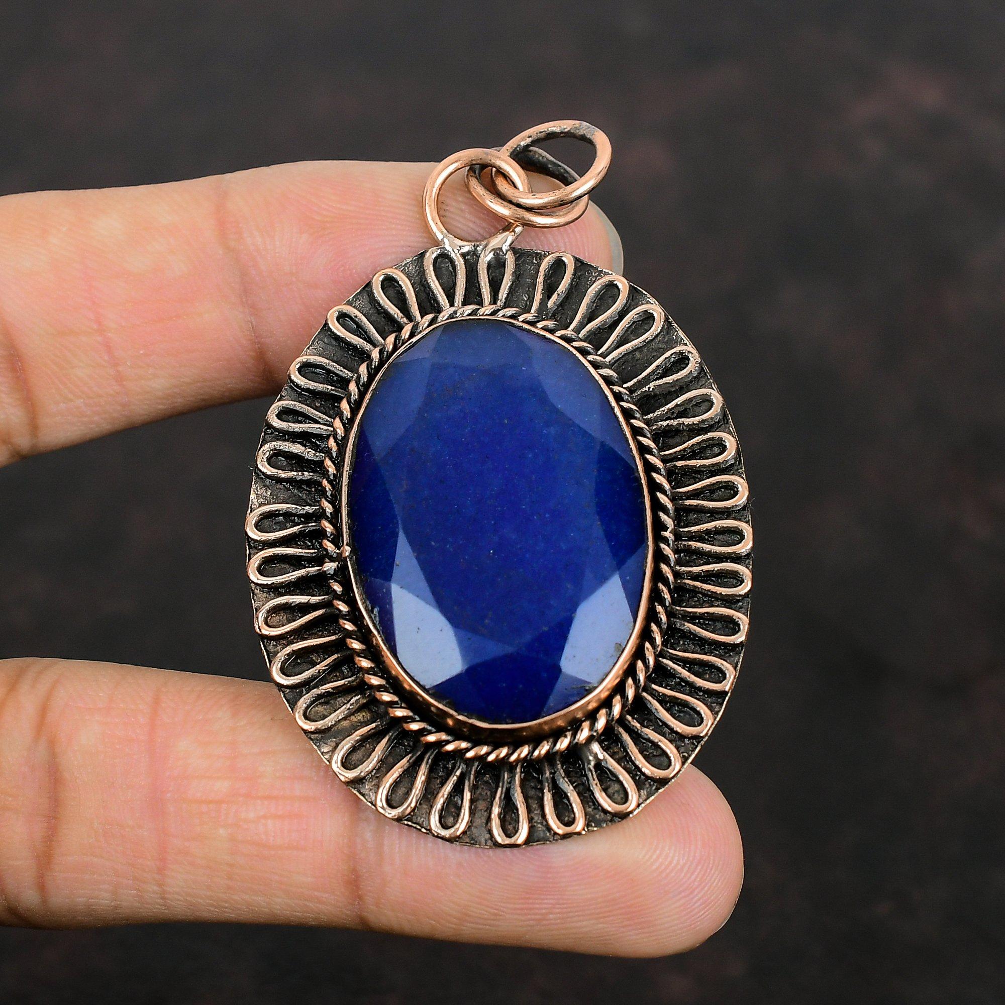 Faceted Blue Sapphire Pendant Copper Pendant Natural Gemstone Jewelry Unique Pendant Handmade Decent Pendant Copper Jewelry Gifts For Mother
Faceted Blue Sapphire Pendant Copper Pendant Natural Gemstone Jewelry Unique Pendant Handmade Decent Pendant Copper Jewelry Gifts For Mother