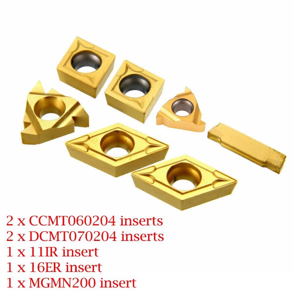 7Pcs Carbide Insert CCMT060204, 11IR, 16ER, MGMN200, DCMT070204 for 12mm Bar
7Pcs Carbide Insert CCMT060204, 11IR, 16ER, MGMN200, DCMT070204 for 12mm Bar