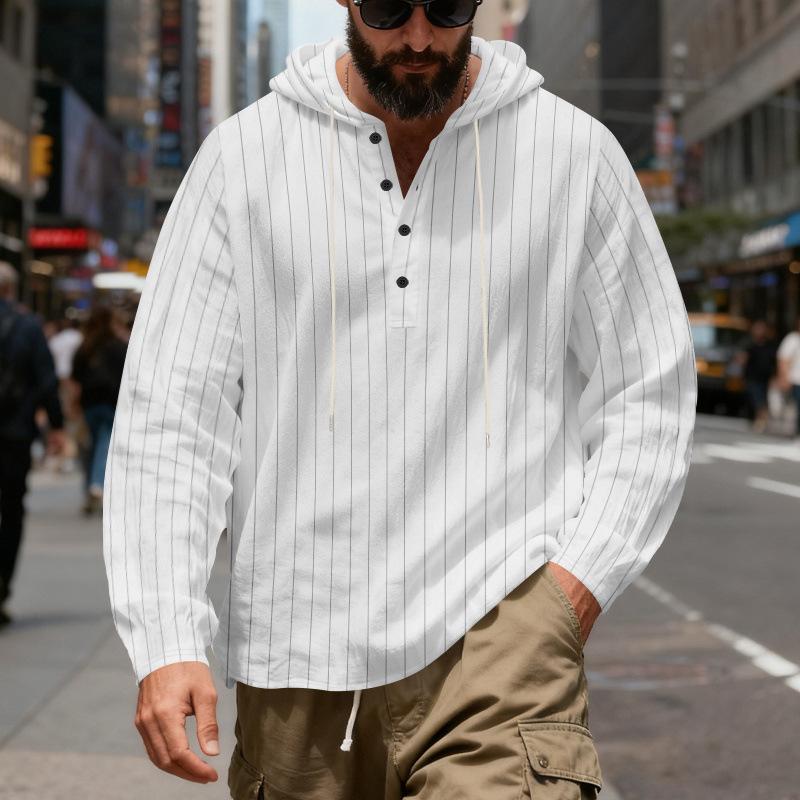 Men s Casual Striped Printed Linen Long-sleeved Hooded Shirt XL білий
Men s Casual Striped Printed Linen Long-sleeved Hooded Shirt XL білий