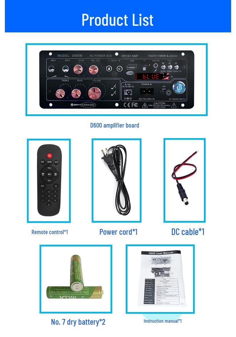 D600 Bluetooth Цифровой усилитель сабвуфера высокой мощности с дисплеем для дома, KTV, улицы и автомобильного аудио.
D600 Bluetooth Цифровой усилитель сабвуфера высокой мощности с дисплеем для дома, KTV, улицы и автомобильного аудио.