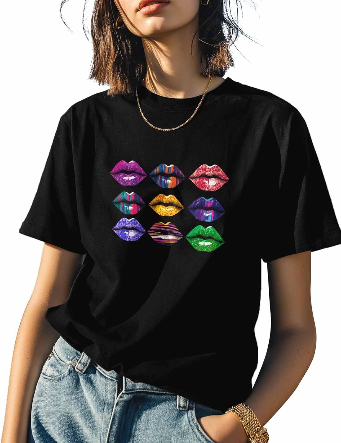 T Shirts for Women Graphic Tees Colorful Lips Crew Neck Short Sleeve Shirts for Women Cartoon Casual T-Shirt S разноцветный
T Shirts for Women Graphic Tees Colorful Lips Crew Neck Short Sleeve Shirts for Women Cartoon Casual T-Shirt S разноцветный