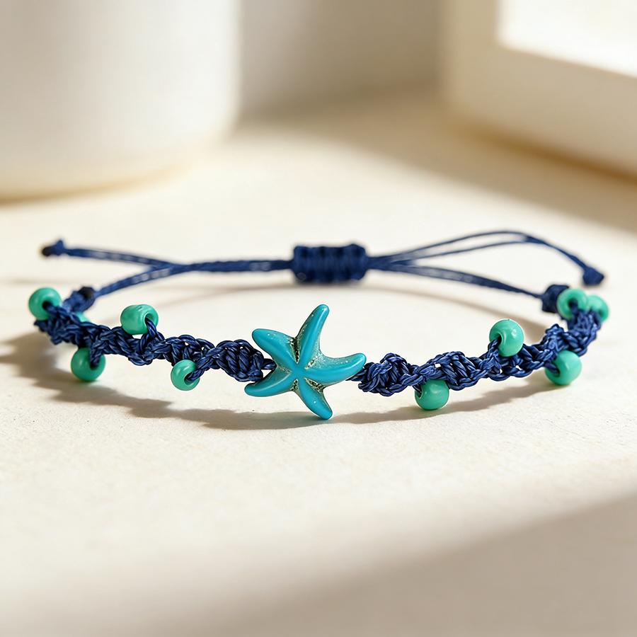 Stylish Women Starfish Bracelet Summer Beach Surfing Jewelry Accessories 6 Colors Options Handmade Friendship Braslet Adjustable темно-синього кольору
Stylish Women Starfish Bracelet Summer Beach Surfing Jewelry Accessories 6 Colors Options Handmade Friendship Braslet Adjustable темно-синього кольору