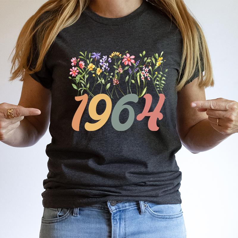 Vintage 1964 Creative Women Tshirts Harajuku Fashion Wild Flower Years Birthday Anniversary Tops Short Sleeve Round Neck Tshirt 4XL
Vintage 1964 Creative Women Tshirts Harajuku Fashion Wild Flower Years Birthday Anniversary Tops Short Sleeve Round Neck Tshirt 4XL