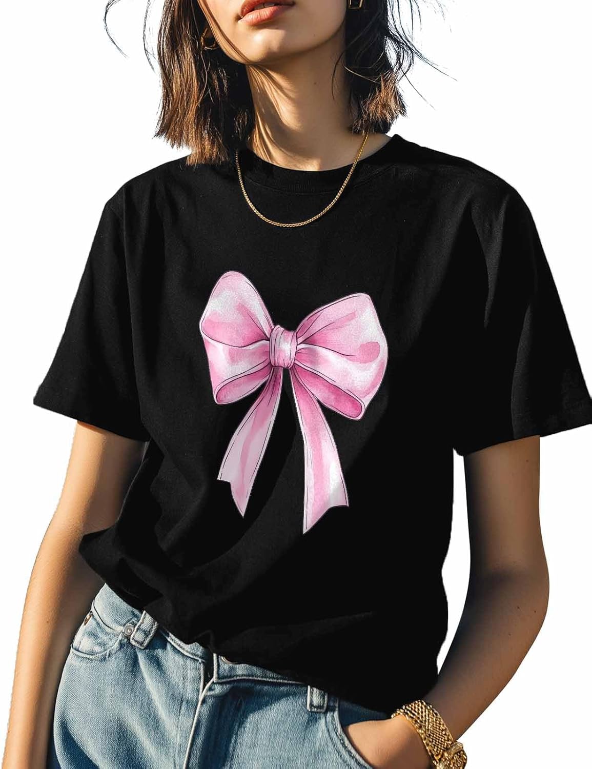 T Shirts for Women Graphic Tees Pink Bow Crew Neck Short Sleeve Shirts for Women Simple Ribbon Casual T-Shirt 5XL різнокольоровий
T Shirts for Women Graphic Tees Pink Bow Crew Neck Short Sleeve Shirts for Women Simple Ribbon Casual T-Shirt 5XL різнокольоровий