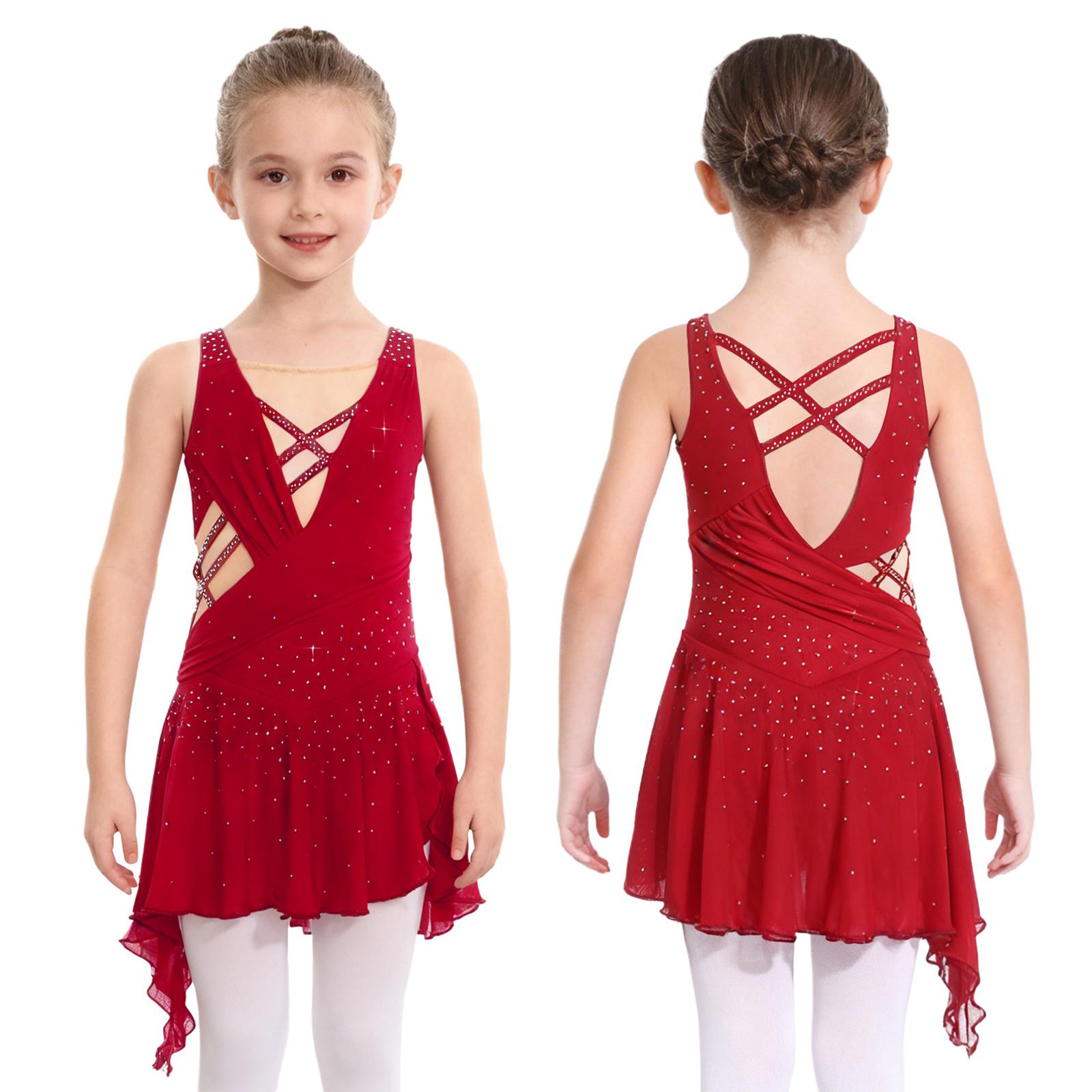 Kids Girls Shiny Rhinestone Dance Dress Sleeveless Sheer Mesh Patchwork Crisscross V Back Side Slit Asymmetrical Hem for Stage Performance 5-6 Years бордовый
Kids Girls Shiny Rhinestone Dance Dress Sleeveless Sheer Mesh Patchwork Crisscross V Back Side Slit Asymmetrical Hem for Stage Performance 5-6 Years бордовый