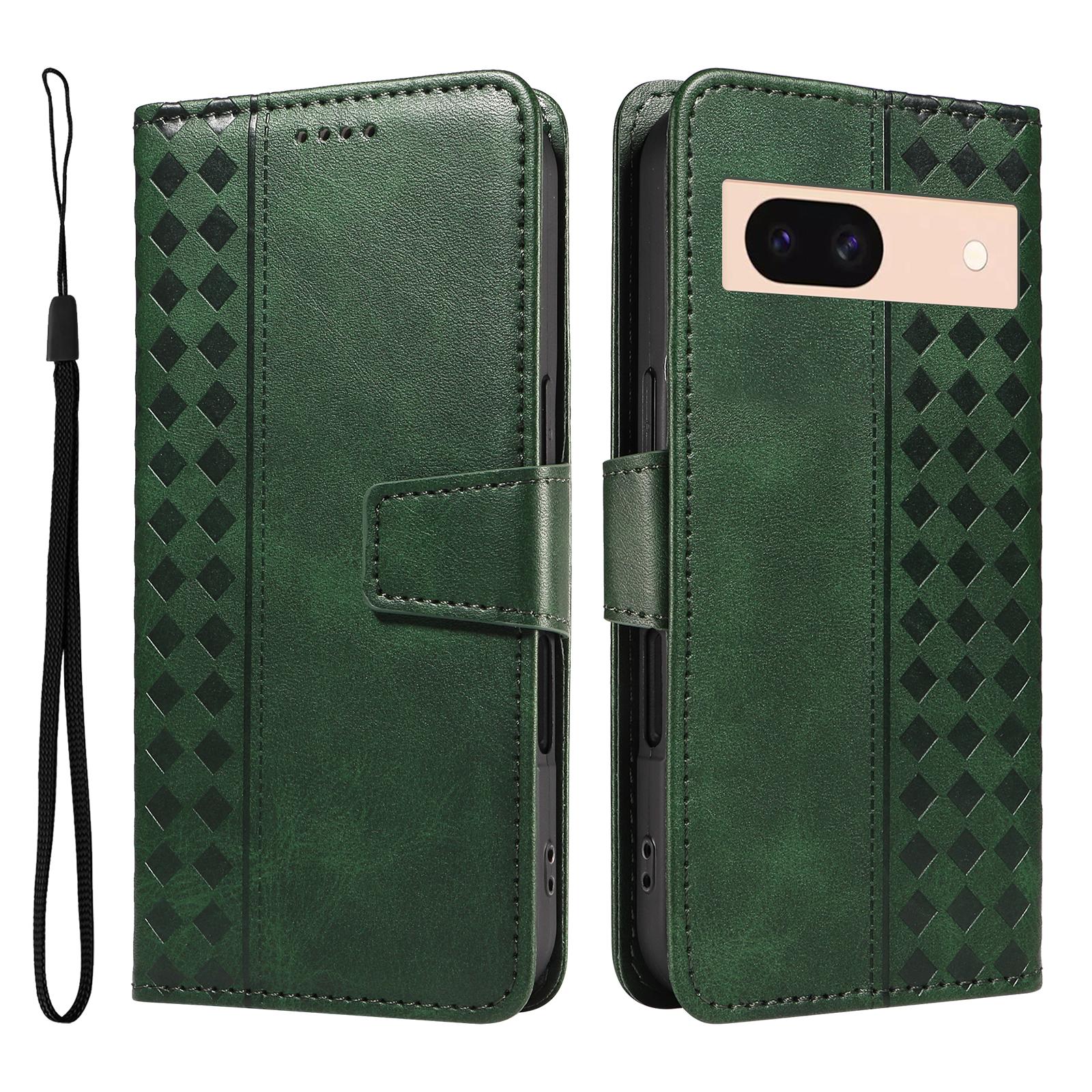 For Google Pixel 8a Leather Case Wallet Stand Grids Imprinted Phone Cover with Strap Green
For Google Pixel 8a Leather Case Wallet Stand Grids Imprinted Phone Cover with Strap Green