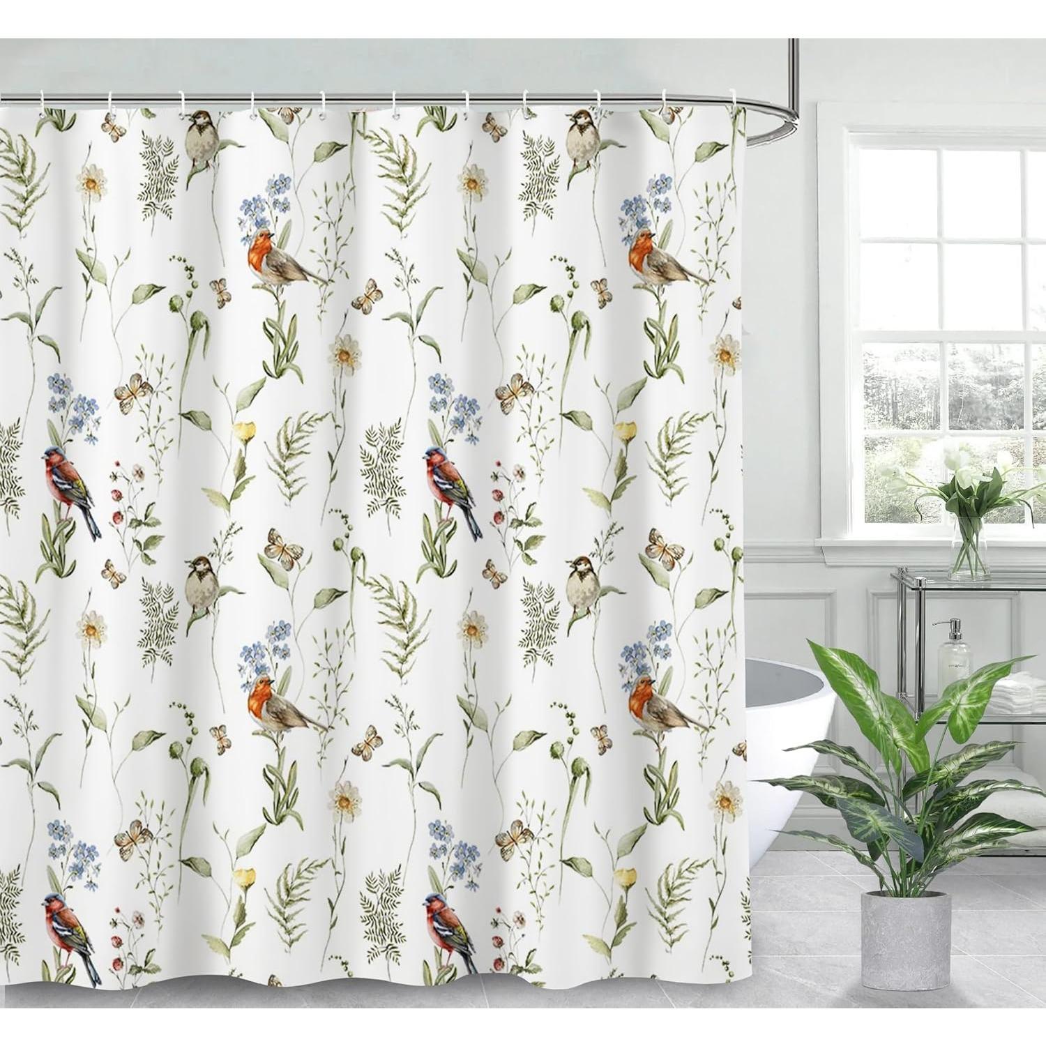 Spring Flower Birds Shower Curtains Wild Nature Grass Leaves Butterfly Botanical Waterproof Washable Fabric Modern Aesthetics W60H190(CM)-1 Pcs
Spring Flower Birds Shower Curtains Wild Nature Grass Leaves Butterfly Botanical Waterproof Washable Fabric Modern Aesthetics W60H190(CM)-1 Pcs