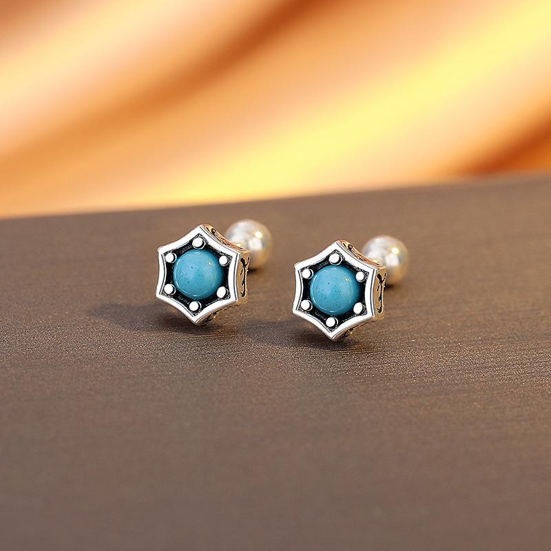 Earrings Women S Retro Screw Buckle Design Trendy High-End Moonstone Hexagram Men S Earrings 925 silver бірюзовий
Earrings Women S Retro Screw Buckle Design Trendy High-End Moonstone Hexagram Men S Earrings 925 silver бірюзовий
