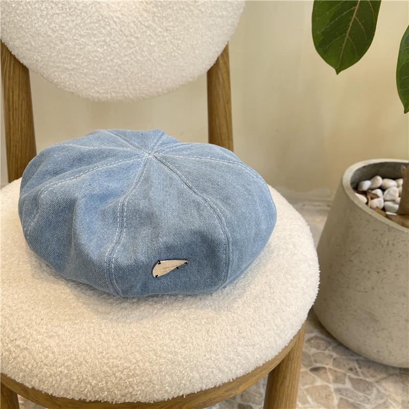 Korean Women Denim Beret Fashion Metal Decoration Octagonal Cowboy Hat Solid Color Artist Painter Newsboy Sunshade Caps 56-58cm
Korean Women Denim Beret Fashion Metal Decoration Octagonal Cowboy Hat Solid Color Artist Painter Newsboy Sunshade Caps 56-58cm