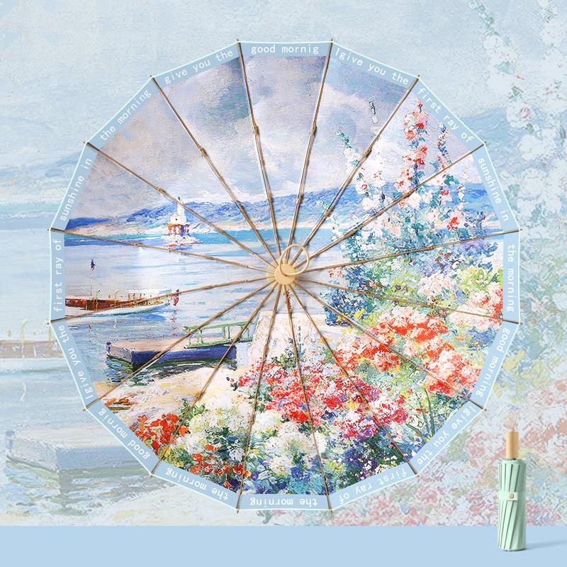 Роскошный зонт-картина маслом с цветным покрытием UPF50+ защита от УФ-лучей Солнечные зонты для женщин Элегантный складной зонт от дождя и солнца full-fiber&16K
Роскошный зонт-картина маслом с цветным покрытием UPF50+ защита от УФ-лучей Солнечные зонты для женщин Элегантный складной зонт от дождя и солнца full-fiber&16K