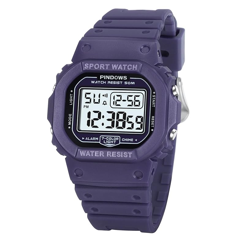 PINDOWS Ladies watch, 50M Waterproof outdoor digital sports watch, multi-function 7 color LED Includes calendar watch, alarm clock, and stopwatch
PINDOWS Ladies watch, 50M Waterproof outdoor digital sports watch, multi-function 7 color LED Includes calendar watch, alarm clock, and stopwatch