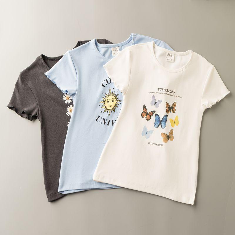 Spring and Summer Export K-style New Arrival Elegant Versatile Printed Minimalist Casual round Neck Short Sleeve Pullover T-shirt Light blue 8
Spring and Summer Export K-style New Arrival Elegant Versatile Printed Minimalist Casual round Neck Short Sleeve Pullover T-shirt Light blue 8