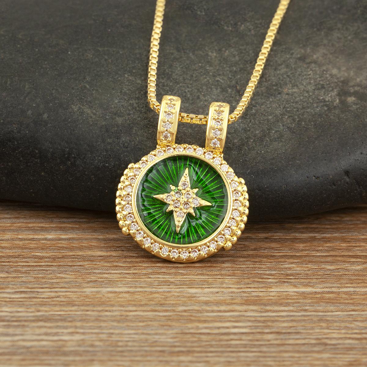 Nidin New Trendy Enamel Evil Eye & Compass Star Pendant Necklace Cubic Zirconia Inlay Hip Hop Style Jewelry For Men And Women
Nidin New Trendy Enamel Evil Eye & Compass Star Pendant Necklace Cubic Zirconia Inlay Hip Hop Style Jewelry For Men And Women