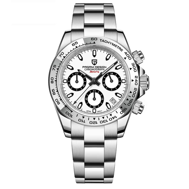 Часы PAGANI DESIGN с японским кварцевым механизмом SEIKO Daytona Chronograph с водонепроницаемым корпусом из нержавеющей стали, деловые, деловые, нарядные, из нержавеющей стали белый
Часы PAGANI DESIGN с японским кварцевым механизмом SEIKO Daytona Chronograph с водонепроницаемым корпусом из нержавеющей стали, деловые, деловые, нарядные, из нержавеющей стали белый