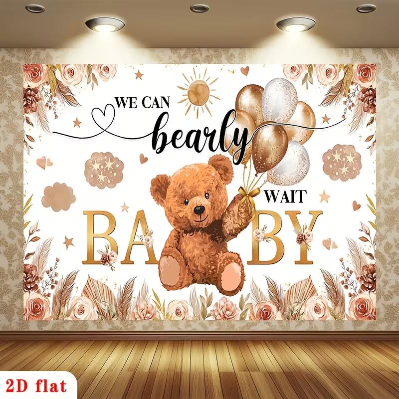 2D Gold Brown Bear Baby Shower Backdrop We Can Bearly Wait Banner 47.2x31.5inch/120*80cm
2D Gold Brown Bear Baby Shower Backdrop We Can Bearly Wait Banner 47.2x31.5inch/120*80cm