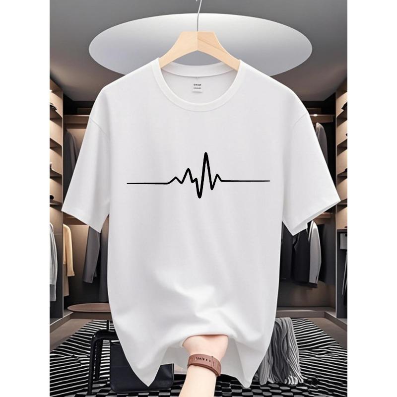 European sizes Men S Short Sleeve Shirt, Lightweight Breathable Fashion Printed T-Shirt, Creative Heart Rate Graph Print S белый
European sizes Men S Short Sleeve Shirt, Lightweight Breathable Fashion Printed T-Shirt, Creative Heart Rate Graph Print S белый