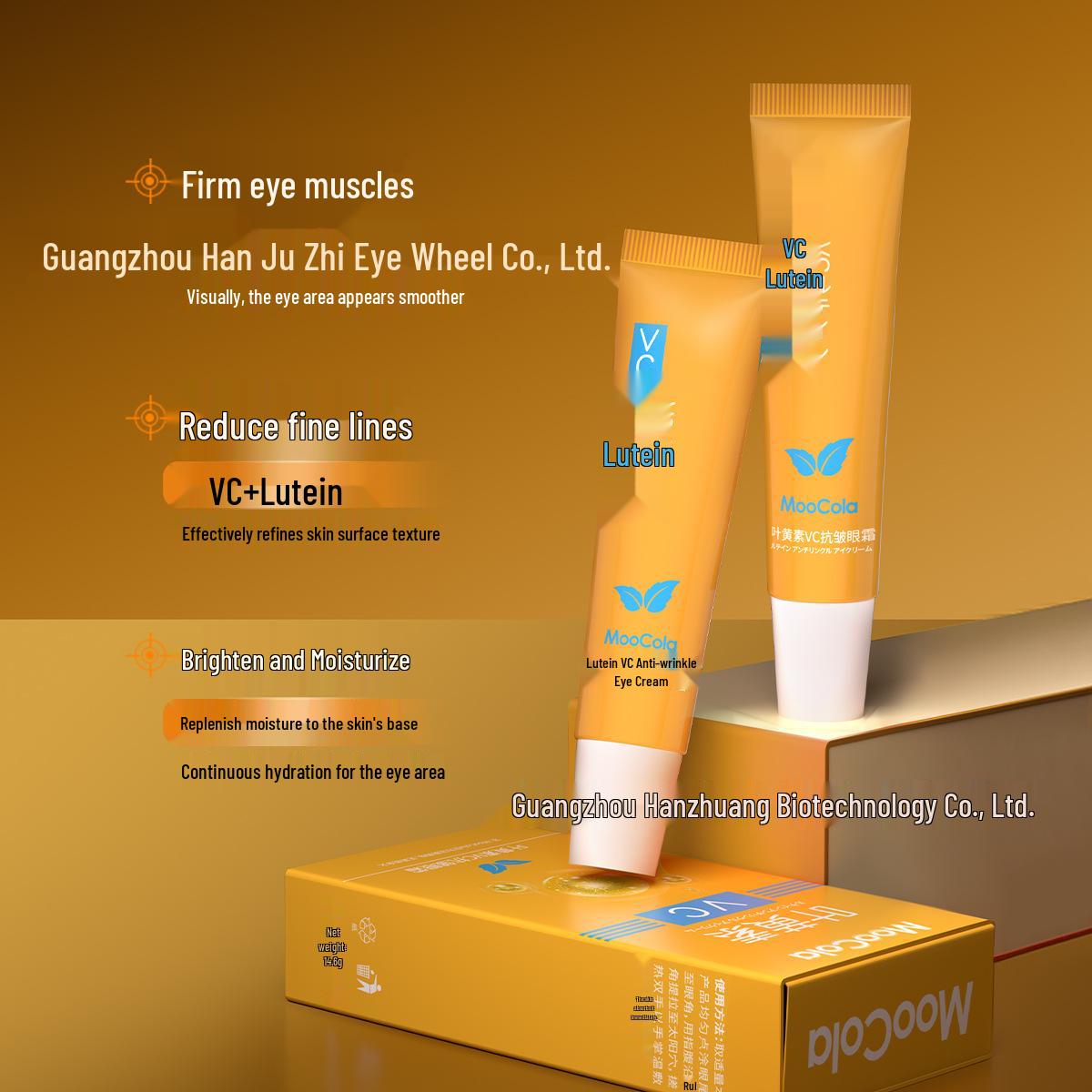 Moocola VC Lutein Eye Cream: Hydrates, Moisturizes, Reduces Dark Circles & Wrinkles. Standard Size
Moocola VC Lutein Eye Cream: Hydrates, Moisturizes, Reduces Dark Circles & Wrinkles. Standard Size
