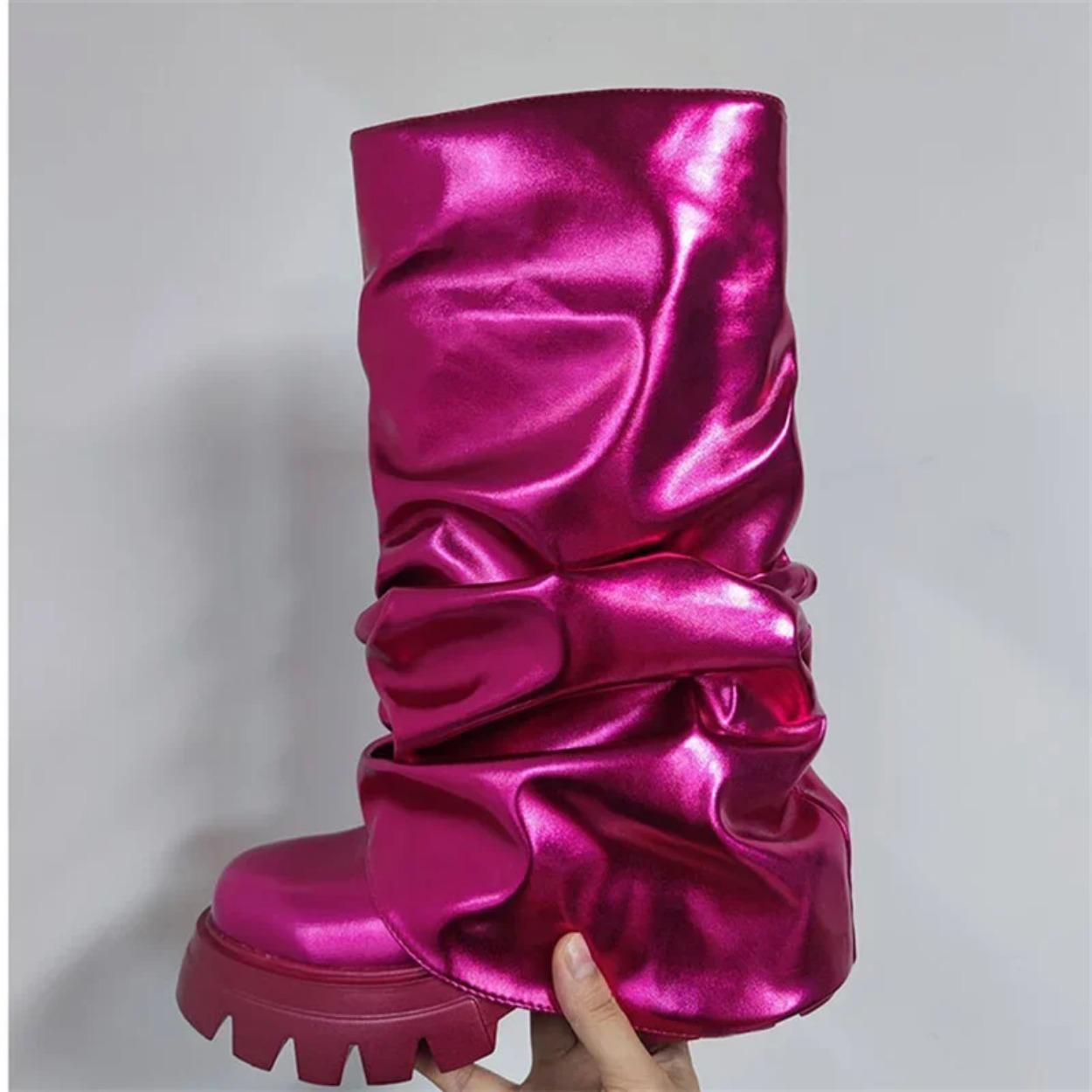 Women s Mid Calf Boots Thick Bottom Round Toe Runway Style Pleated Boots Women Platform Boots Gold Silver Large Size Shoes 2025 43
Women s Mid Calf Boots Thick Bottom Round Toe Runway Style Pleated Boots Women Platform Boots Gold Silver Large Size Shoes 2025 43