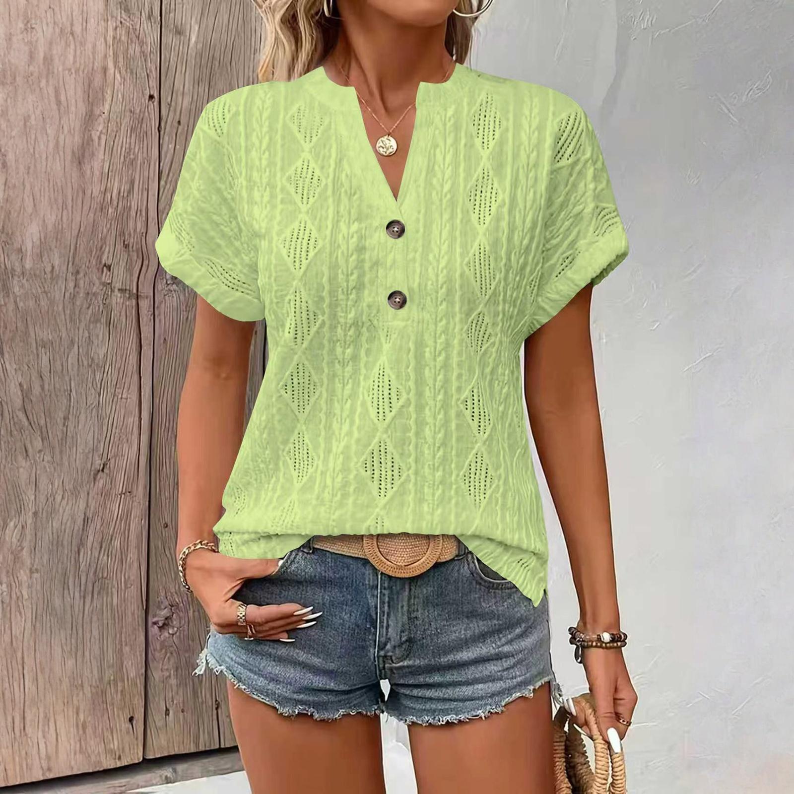 Women Short Sleeve Tops V Neck Collar Blouses Business Casual L
Women Short Sleeve Tops V Neck Collar Blouses Business Casual L