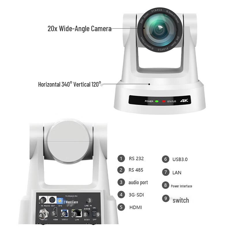 Runpu 4K AI Tracking PTZ Video Conference Camera (CN version)
Runpu 4K AI Tracking PTZ Video Conference Camera (CN version)