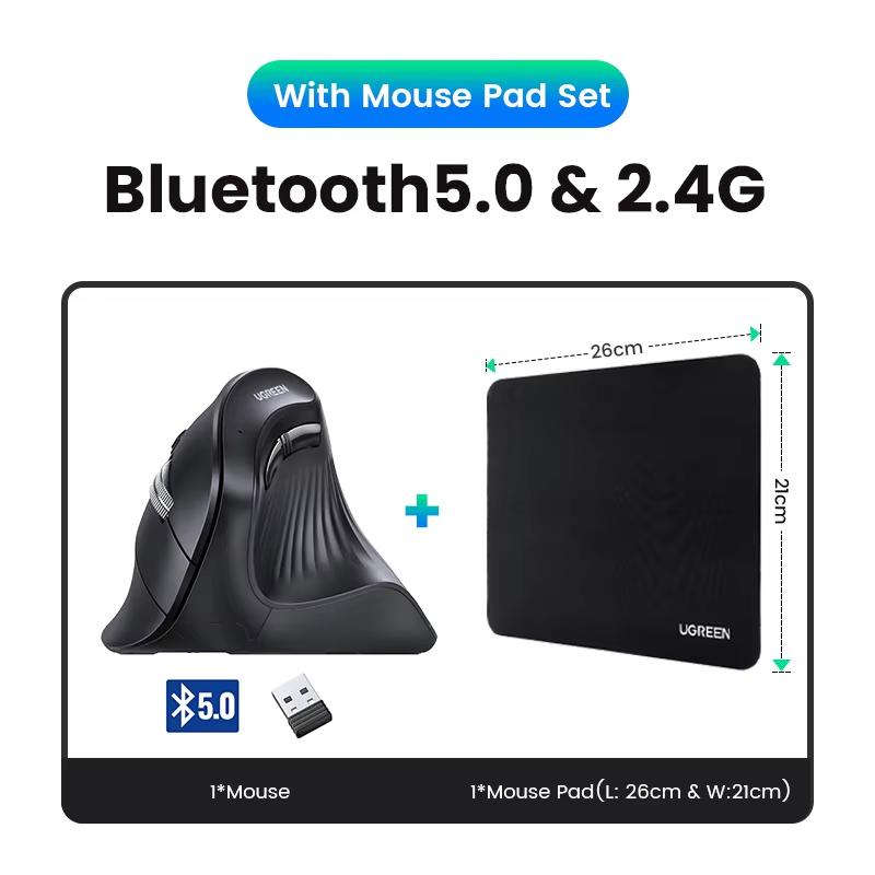 UGREEN Vertical Mouse Wireless Bluetooth5.0 2.4G Ergonomic 4000DPI 6 Mute Buttons for MacBook Tablet Laptops Computer PC Mice
UGREEN Vertical Mouse Wireless Bluetooth5.0 2.4G Ergonomic 4000DPI 6 Mute Buttons for MacBook Tablet Laptops Computer PC Mice