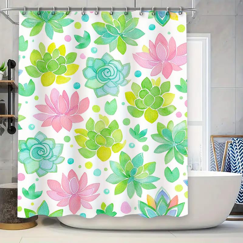 Colorful Succulent Print Shower Curtain Waterproof Fabric With Hooks For Bathroom Decorations Easy Installation In Home Bathroom W60H190(CM)-1 Pcs
Colorful Succulent Print Shower Curtain Waterproof Fabric With Hooks For Bathroom Decorations Easy Installation In Home Bathroom W60H190(CM)-1 Pcs