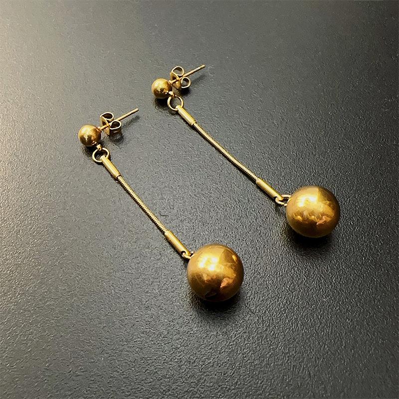 316L Stainless Steel Ball Beads Long Pendant Earrings For Women Girl Fashion Gold Color Ear Drop Waterproof Gift
316L Stainless Steel Ball Beads Long Pendant Earrings For Women Girl Fashion Gold Color Ear Drop Waterproof Gift