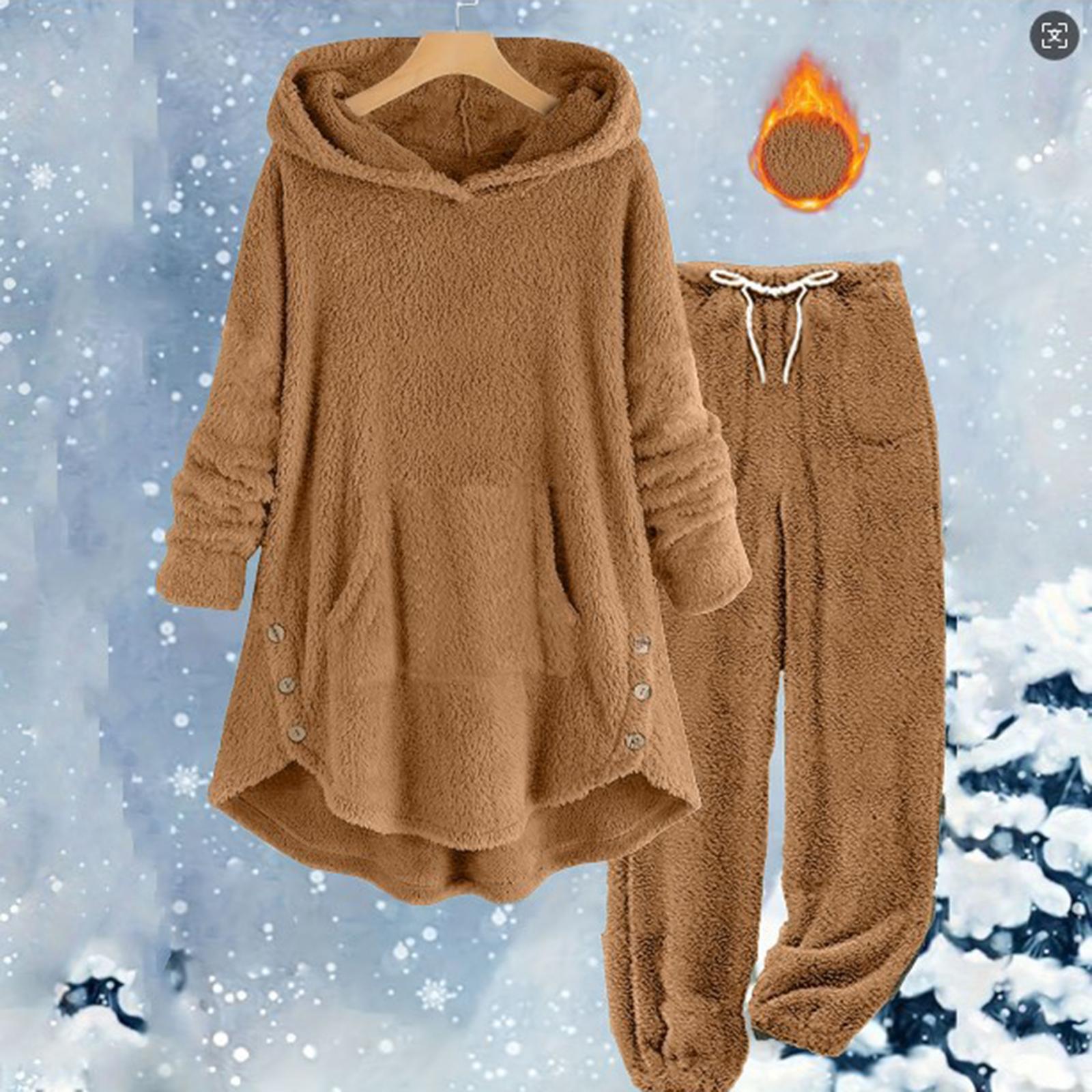 Женский темпераментный однотонный плюшевый костюм с капюшоном XXL
Женский темпераментный однотонный плюшевый костюм с капюшоном XXL