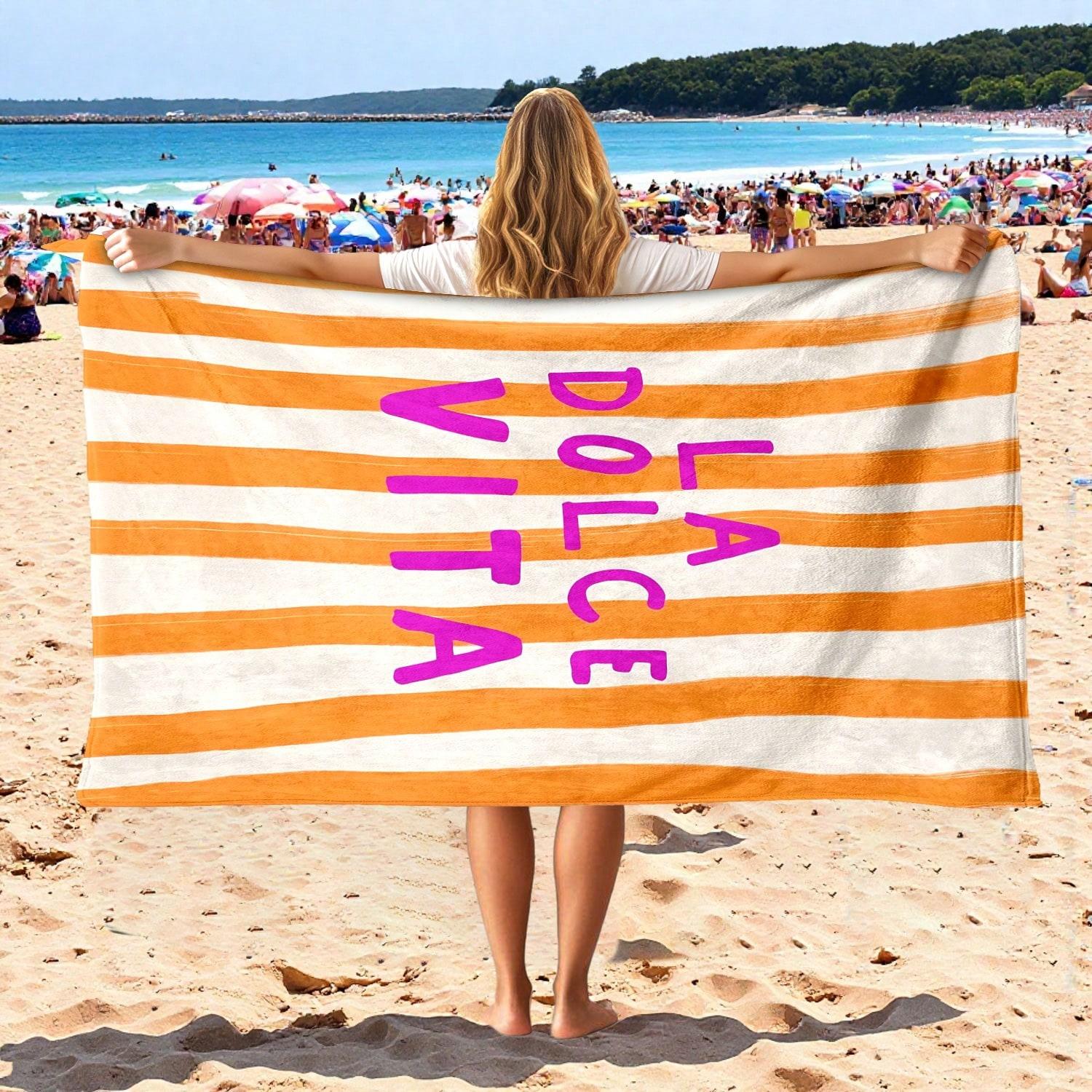 1pc La Dolce Vita Striped Beach Towel Polyester 2D Quick Dry Soft Lightweight Travel Towel Unisex for Swimming Surfing Camping W40*H60(CM)
1pc La Dolce Vita Striped Beach Towel Polyester 2D Quick Dry Soft Lightweight Travel Towel Unisex for Swimming Surfing Camping W40*H60(CM)