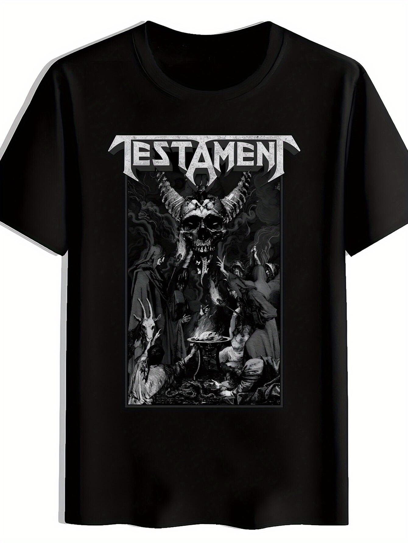 Vintage Rock Band Graphic T-shirt - Black Short Sleeve Crew Neck Tee with TESTAMENT Skull Design XL
Vintage Rock Band Graphic T-shirt - Black Short Sleeve Crew Neck Tee with TESTAMENT Skull Design XL