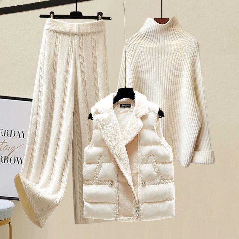 2024 Plus Size Women s Knitted Sweater, Cotton Vest, and Wide-Leg Pants Three-Piece Autumn/Winter Set XL (120-140 lbs)
2024 Plus Size Women s Knitted Sweater, Cotton Vest, and Wide-Leg Pants Three-Piece Autumn/Winter Set XL (120-140 lbs)