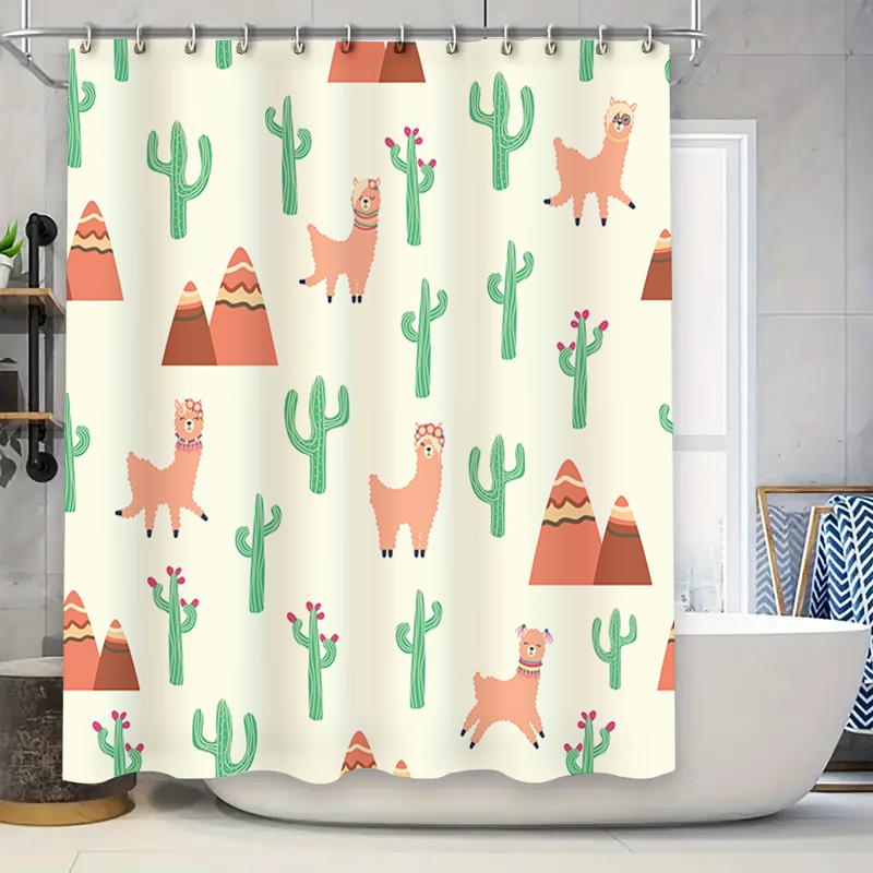 Vibrant Animal Print Shower Curtain Cactus Llama Pattern For Bath Decor In Multicolor Design Home Decoration W60H190(CM)-1 Pcs
Vibrant Animal Print Shower Curtain Cactus Llama Pattern For Bath Decor In Multicolor Design Home Decoration W60H190(CM)-1 Pcs