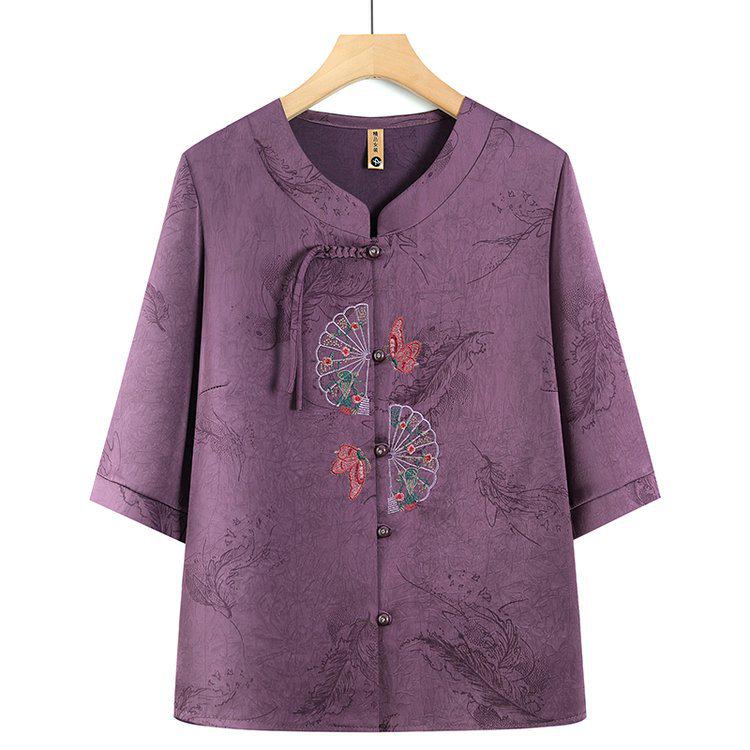 Plus Size Retro Embroidered Stand Collar Top for Middle-aged & Elderly, Three-quarter Sleeves, Summer Fabric 2XL фиолетовый
Plus Size Retro Embroidered Stand Collar Top for Middle-aged & Elderly, Three-quarter Sleeves, Summer Fabric 2XL фиолетовый