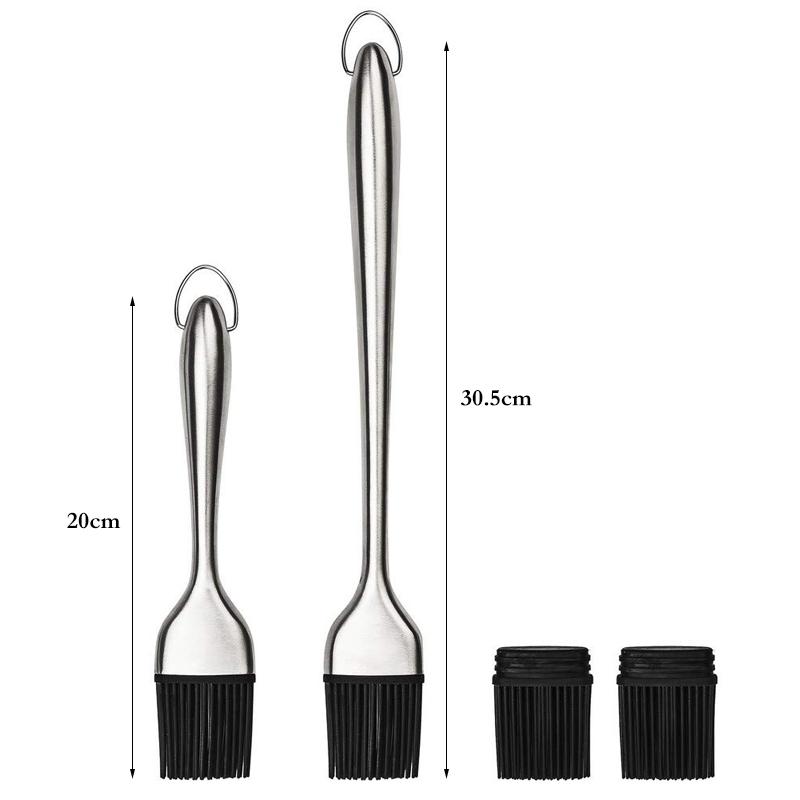 2 шт. кухонная кисть для масла, силиконовая кисть для приготовления барбекю, выпечки, кисть для масла для гриля, набор кистей для масла из нержавеющей стали, кухонные принадлежности
