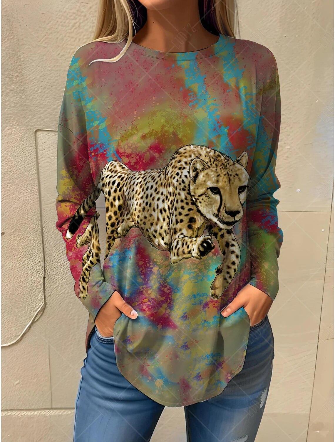 Модные женские осенние пуловеры с длинными рукавами для женщин, 3d-принтер с графикой, красочный тигр с круглым вырезом, негабаритная повседневная футболка, имитация хлопка, материал 8XL
Модные женские осенние пуловеры с длинными рукавами для женщин, 3d-принтер с графикой, красочный тигр с круглым вырезом, негабаритная повседневная футболка, имитация хлопка, материал 8XL