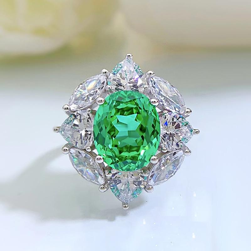 Longlongjin 2023 S925 Silver Simulated Paraiba Green with 10x12 High Carbon Diamond in Luxury European & American Setting. Size 6
Longlongjin 2023 S925 Silver Simulated Paraiba Green with 10x12 High Carbon Diamond in Luxury European & American Setting. Size 6