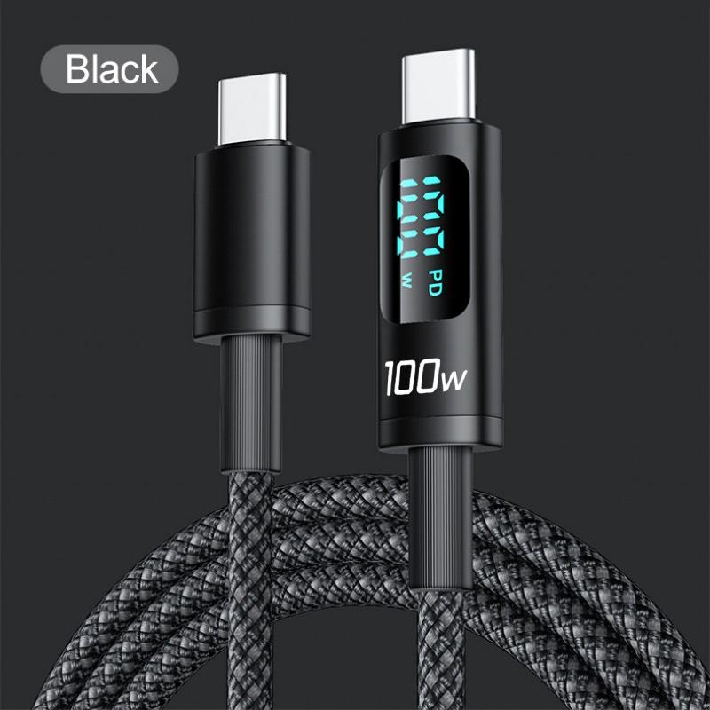 PD 100W 5A Braided Super Fast Charging Usb C To Type C Cable with Led Display for 16/15 Pro Max Plus for Oppo 1m чорний
PD 100W 5A Braided Super Fast Charging Usb C To Type C Cable with Led Display for 16/15 Pro Max Plus for Oppo 1m чорний