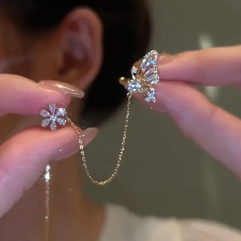 New Fashion Cute Crystal Butterfly Ear Cuff Clip Earrings for Women Charm Tassel Chain Flower Stud Earring Bride Luxury Jewelry
New Fashion Cute Crystal Butterfly Ear Cuff Clip Earrings for Women Charm Tassel Chain Flower Stud Earring Bride Luxury Jewelry