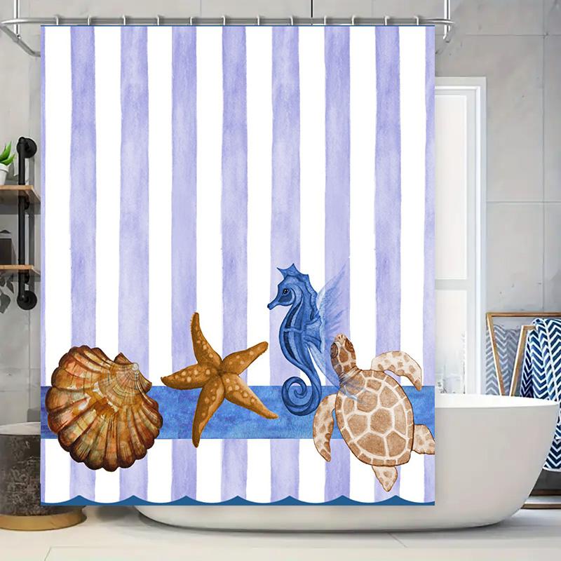 Watercolor Marine Life Shower Curtain Set With Blue Stripes Ocean Animal Theme Decor For Bathrooms W60H190(CM)-1 Pcs
Watercolor Marine Life Shower Curtain Set With Blue Stripes Ocean Animal Theme Decor For Bathrooms W60H190(CM)-1 Pcs