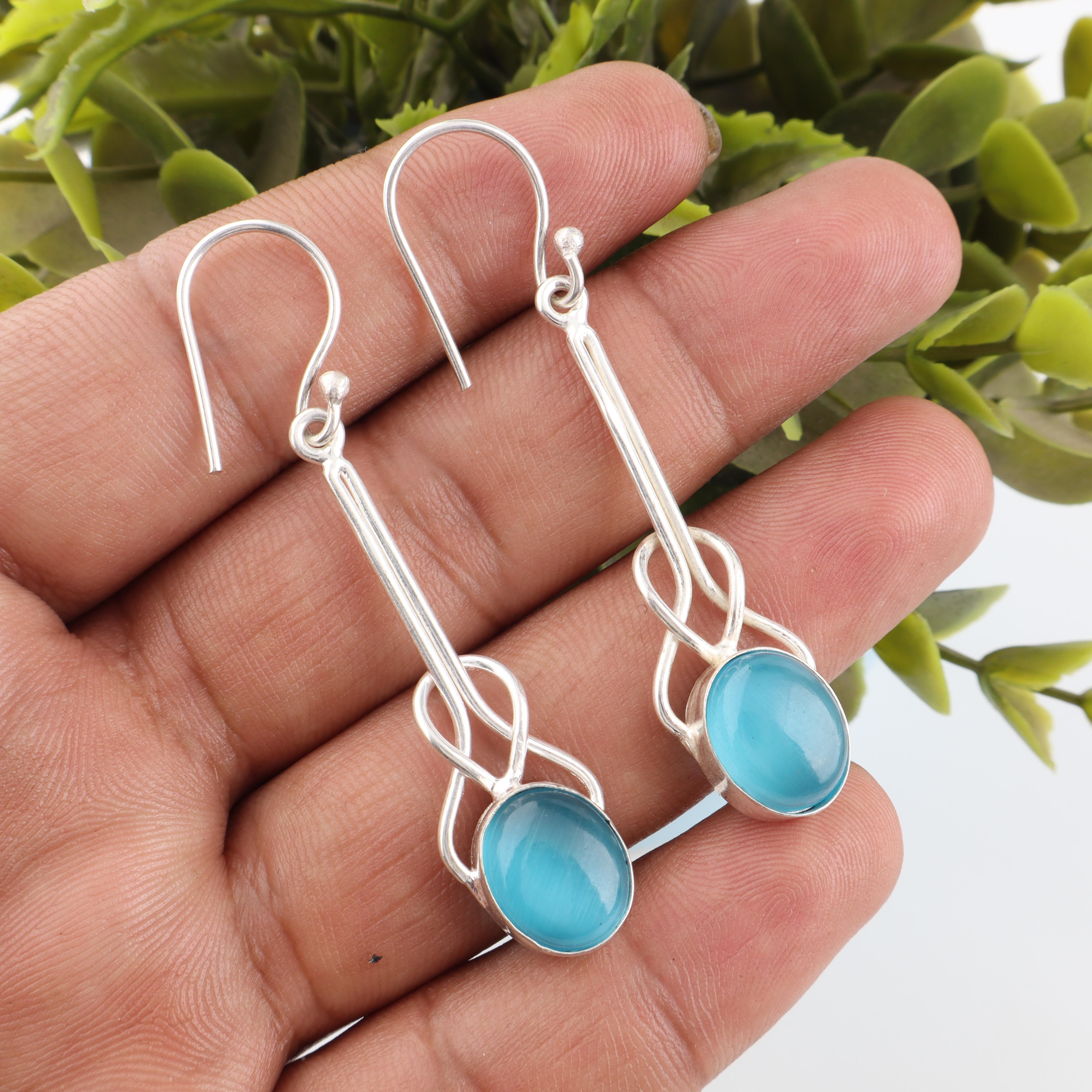 Blue Cat s Eye 925 Solid Sterling Silver Earrings, Handmade Gemstone Earrings Jewelry, Gifts For Wife Brand New Earrings 1.76 Inches синій
Blue Cat s Eye 925 Solid Sterling Silver Earrings, Handmade Gemstone Earrings Jewelry, Gifts For Wife Brand New Earrings 1.76 Inches синій