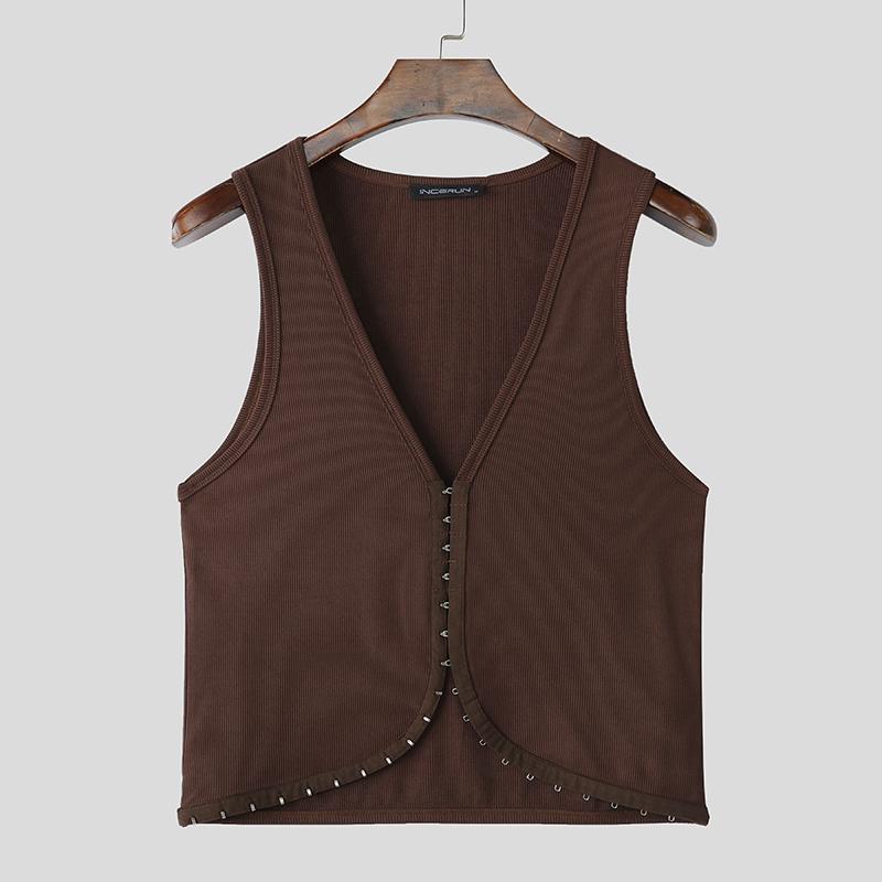 INCERUN Men Summer V Neck Sleeveless Buttons Casual Skinny Rib Tank Tops 5XL коричневий
INCERUN Men Summer V Neck Sleeveless Buttons Casual Skinny Rib Tank Tops 5XL коричневий
