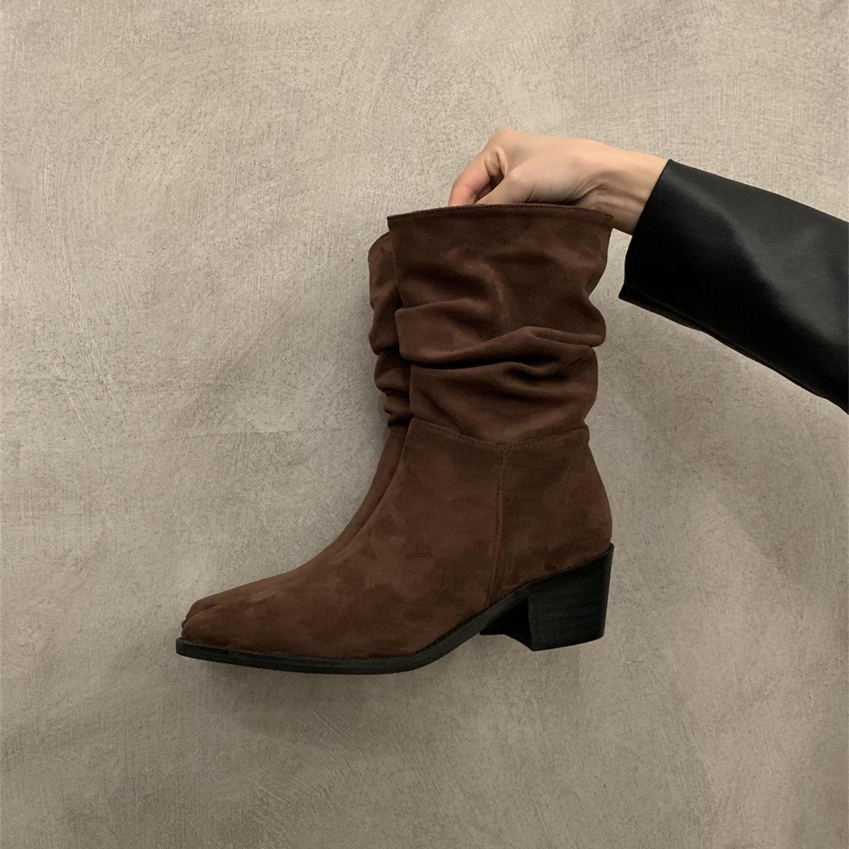 French high-heeled pointed suede brown thin short boots women s shoes 2024 new spring and autumn single boots stacked boots 37 коричневый
French high-heeled pointed suede brown thin short boots women s shoes 2024 new spring and autumn single boots stacked boots 37 коричневый