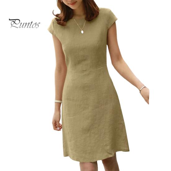 Женское летнее платье с круглым вырезом и коротким рукавом, однотонное, V-образное, с молнией сзади, трапециевидной формы, облегающее, длиной выше колена, ежедневное мини-платье для поездок на работу XL жёлтый/зелёный