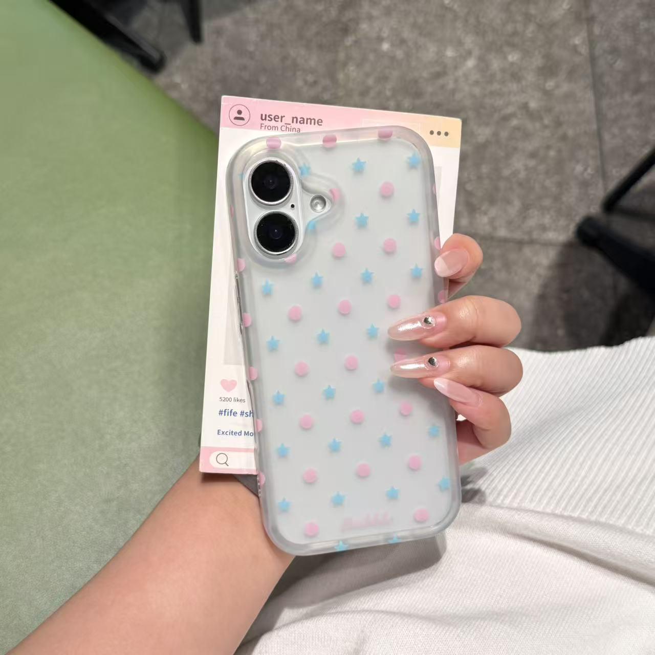 Pink Polka Dot & Blue Stars Korean Style Case for iPhone 17 Pro Max 16/15 - Frosted Finish, Designed for Women iPhone 15
Pink Polka Dot & Blue Stars Korean Style Case for iPhone 17 Pro Max 16/15 - Frosted Finish, Designed for Women iPhone 15