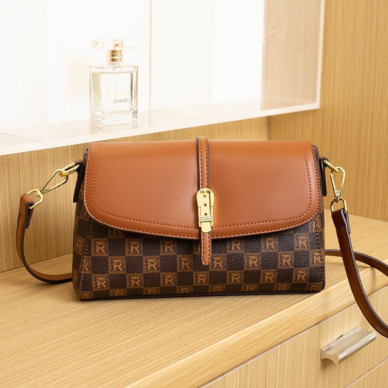 Сумка Женская Новая Сумка Через Плечо Женская Сумка Большая Вместимость Клетчатая Сумка На Плечо Премиальная Сумка Среднего Размер Мамы коричневый