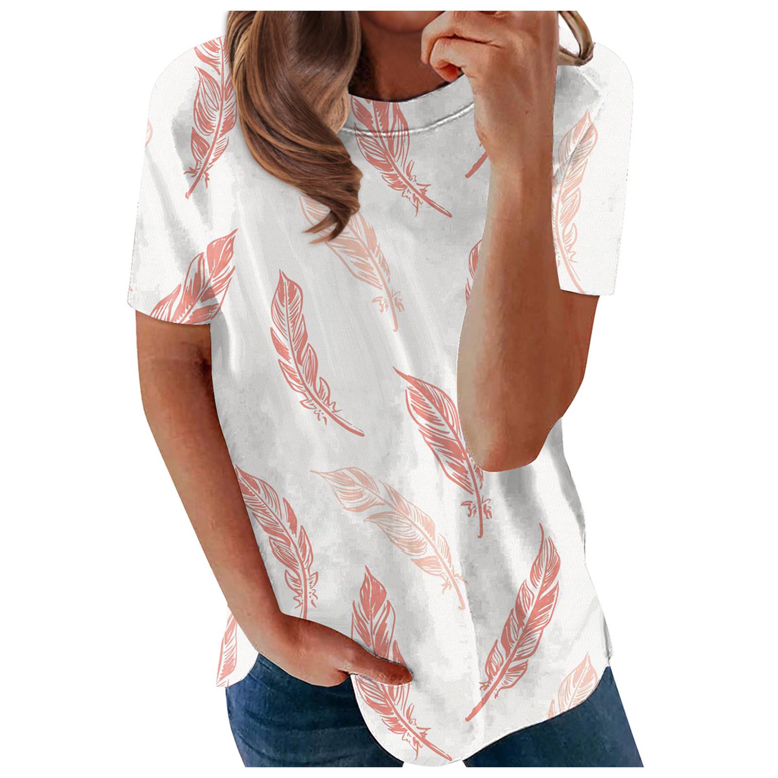 Women s Fashion Casual Loose Round Neck Feather Print Short Sleeve T-Shirt Top XXL білий
Women s Fashion Casual Loose Round Neck Feather Print Short Sleeve T-Shirt Top XXL білий
