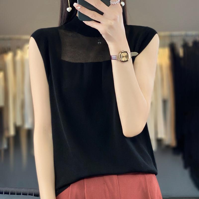 Женская летняя новая футболка без рукавов с полувысоким вырезом и ажурной вязкой под имитацию шерсти, свободная и универсальная базовая майка однотонной расцветки XXL
Женская летняя новая футболка без рукавов с полувысоким вырезом и ажурной вязкой под имитацию шерсти, свободная и универсальная базовая майка однотонной расцветки XXL